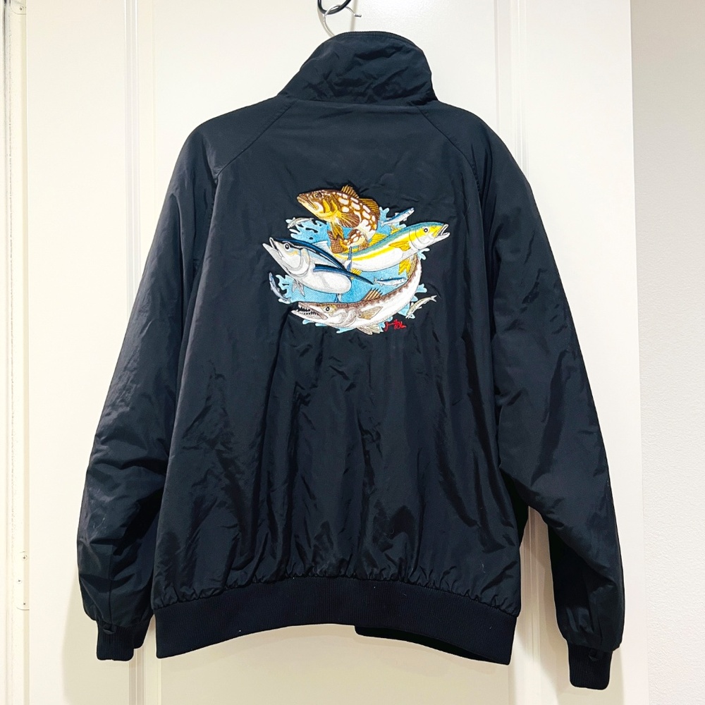 Vintage Hartwell Jacket Mens 4XL zip up Bass Fish Embroidered fishing outdoor